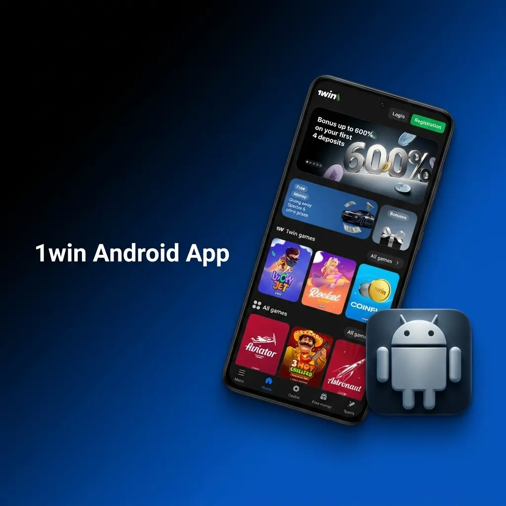 1win Android app interface showing mobile betting and casino games available for free download on Android devices