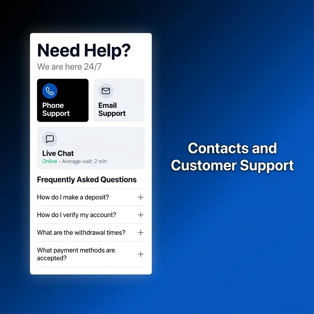 24/7 customer support contacts for India: live chat, email, help centre and FAQs for payments, bonuses and tech issues