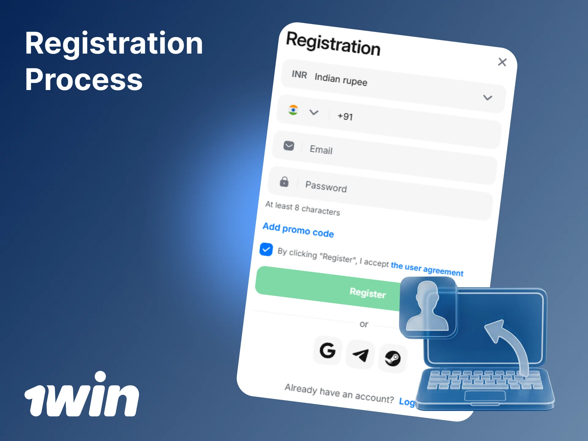 Follow the step-by-step registration process to create a 1win India account.